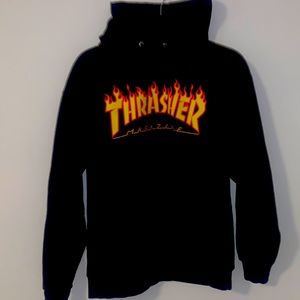 Black flame thrasher hoodie// Size US Small